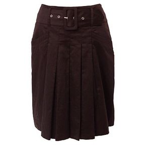 H&M Pleated Black Cotton Pleated Preppy Skirt w/Belt- Sz. 8